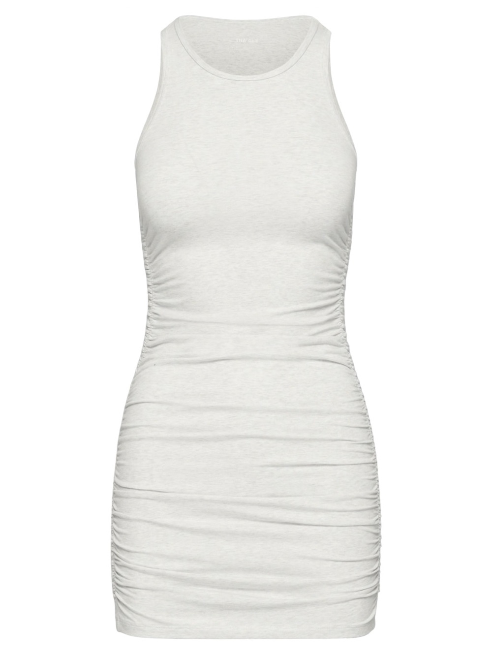 Aritzia TNA Chill Malibu Ruched Mini Dress Heather Grey Small Bodycon - Picture 8 of 13